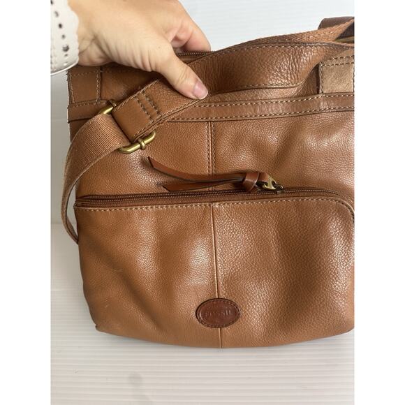 Fossil Morgan Traveler Brown Leather Crossbody Shoulder Bag - Picture 3 of 13